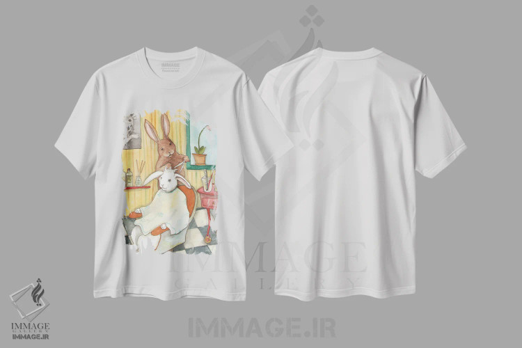تیشرت سفید طرح دار کوتاهی موی خرگوش، مدیوم اثر نکیشا واندرووِن | immage.ir