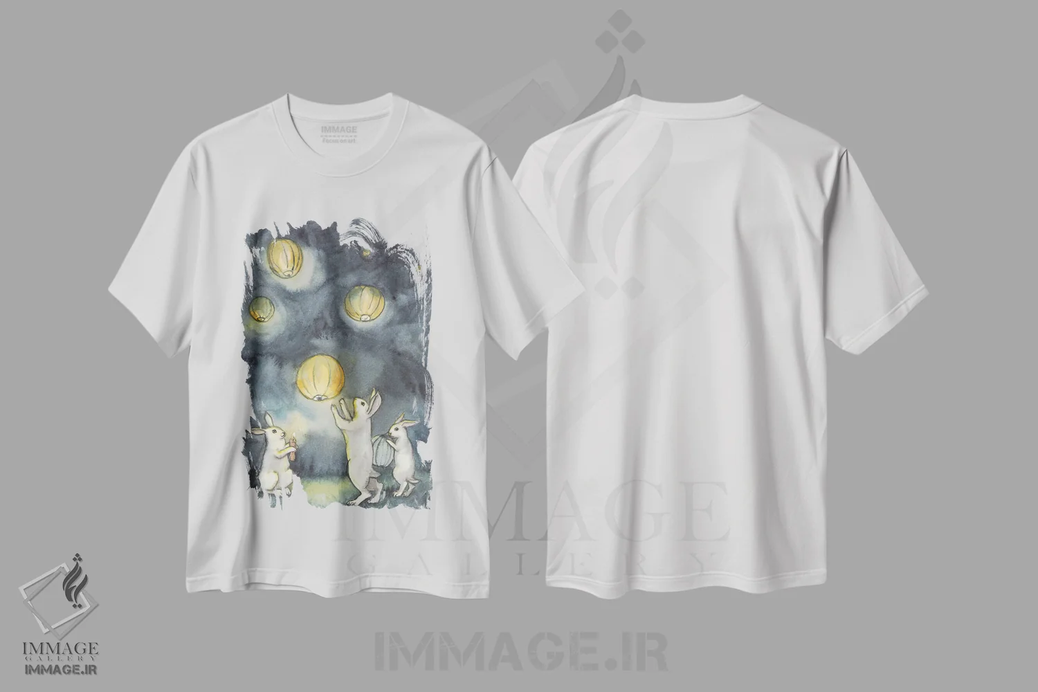 تیشرت سفید طرح دار روشن کردن فانوس های آسمانی، مدیوم اثر نکیشا واندرووِن | فروشگاه ایماژ