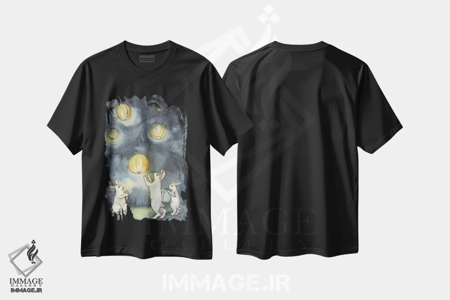تیشرت مشکی طرح دار روشن کردن فانوس های آسمانی، مدیوم اثر نکیشا واندرووِن | immage.ir