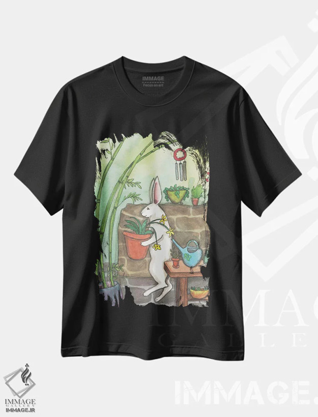 تیشرت مشکی طرح دار باغ بامبو، مدیوم اثر نکیشا واندرووِن | فروشگاه ایماژ
