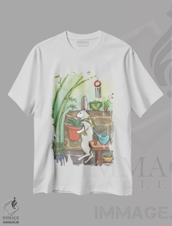 تیشرت سفید طرح دار باغ بامبو، مدیوم اثر نکیشا واندرووِن | immage.ir