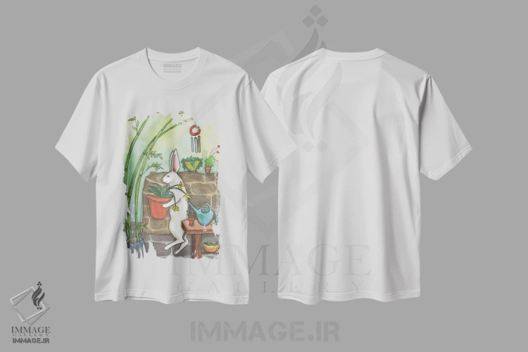 تیشرت سفید طرح دار باغ بامبو، مدیوم اثر نکیشا واندرووِن | immage.ir