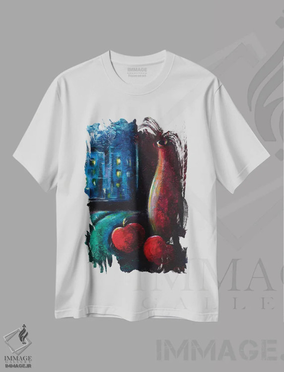 تیشرت سفید طرح دار مالیخولیا، دکور معاصر اثر نوویک | فروشگاه ایماژ
