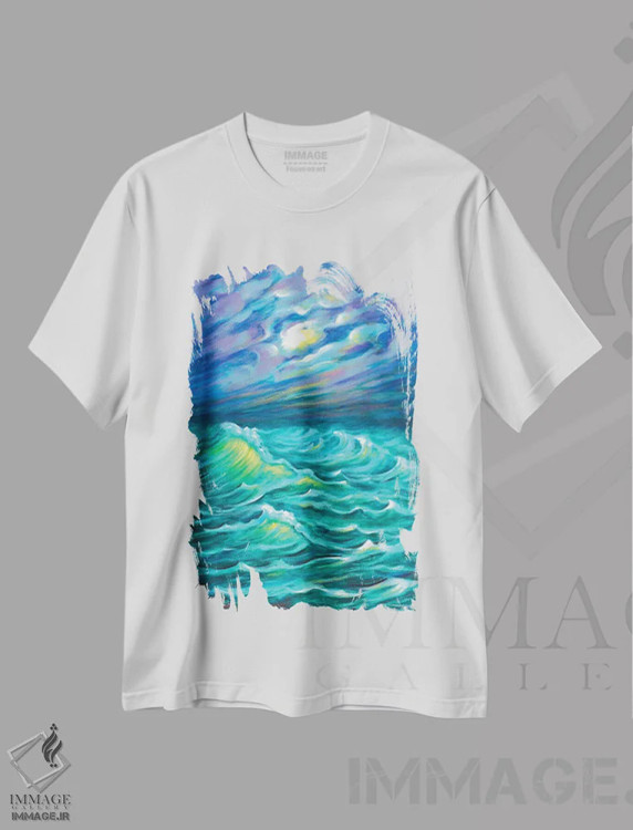 تیشرت سفید طرح دار گفت وگوی ماه، دکور معاصر اثر نوویک | فروشگاه ایماژ