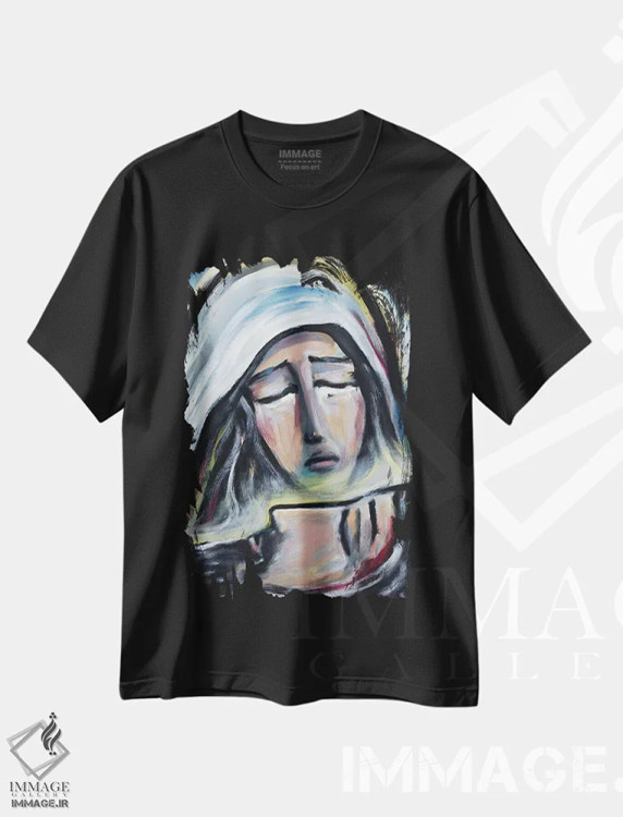 تیشرت مشکی طرح دار سوگواری، هنر فاخر معاصر اثر نوویک | فروشگاه ایماژ