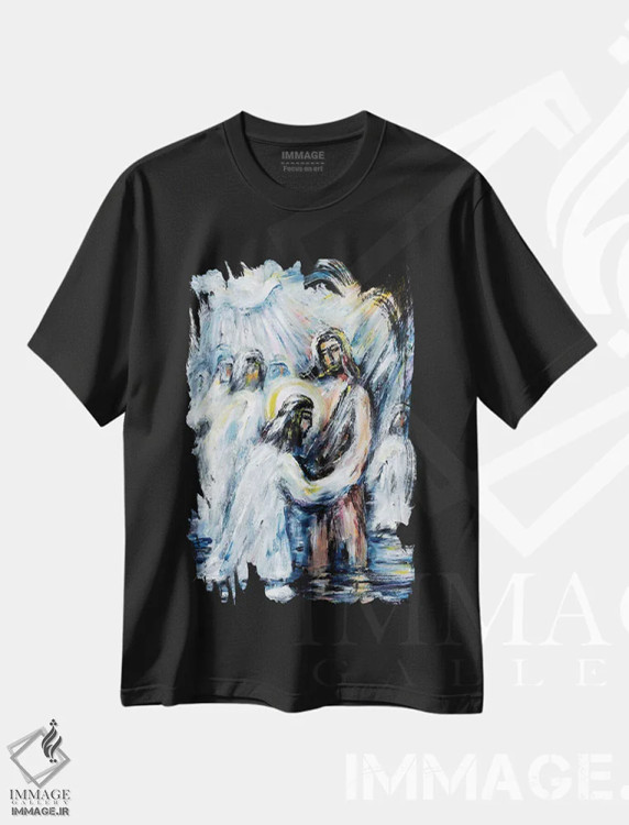 تیشرت مشکی طرح دار تعمید، هنر فاخر معاصر اثر نوویک | immage.ir