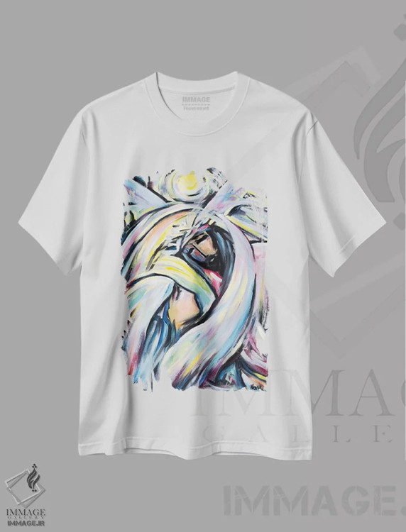 تیشرت سفید طرح دار در راهی پرخار، هنر فاخر معاصر اثر نوویک | immage.ir