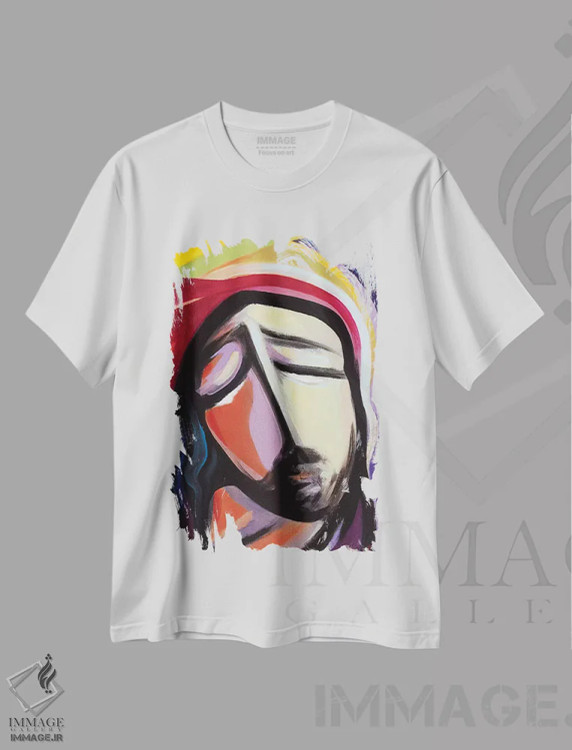 تیشرت سفید طرح دار درد، هنر فاخر معاصر اثر نوویک | فروشگاه ایماژ
