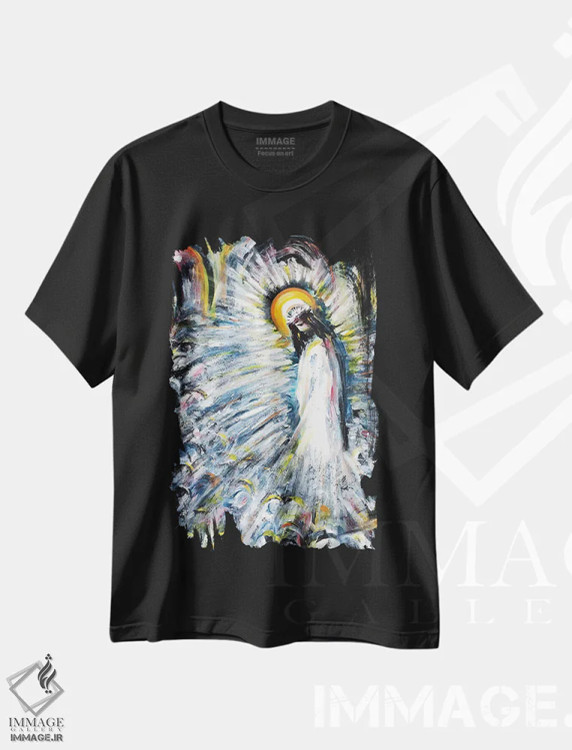 تیشرت مشکی طرح دار درخشان، هنر فاخر معاصر اثر نوویک | فروشگاه ایماژ