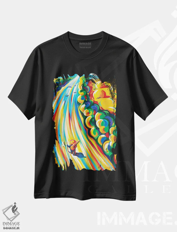 تیشرت مشکی طرح دار جاده ای به سوی آسمان، دکور معاصر اثر نوویک | فروشگاه ایماژ