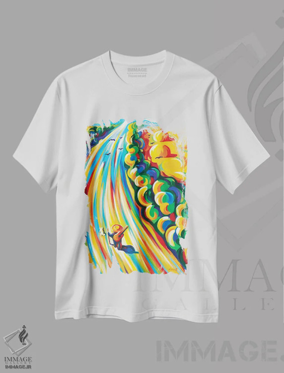 تیشرت سفید طرح دار جاده ای به سوی آسمان، دکور معاصر اثر نوویک | immage.ir