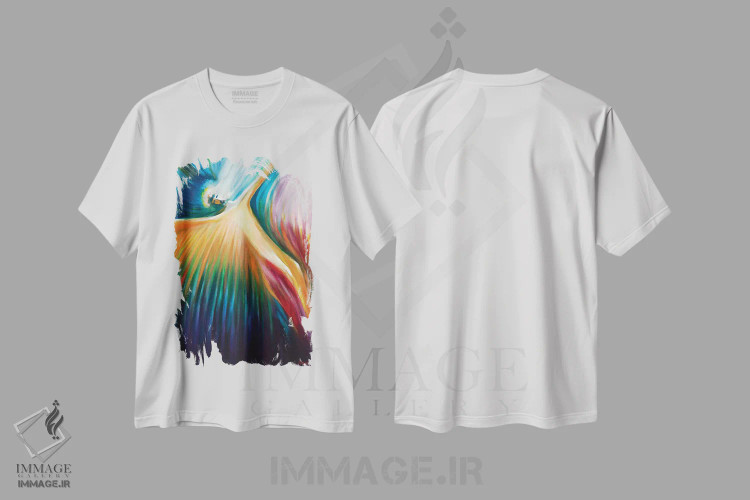 تیشرت سفید طرح دار تناسخ، آبستره اثر نوویک | فروشگاه ایماژ
