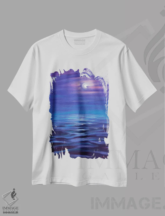 تیشرت سفید طرح دار افق آبی شب، دکور معاصر اثر نوویک | immage.ir