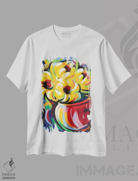 تیشرت سفید طرح دار زرد در قرمز، دکور معاصر اثر نوویک | immage.ir