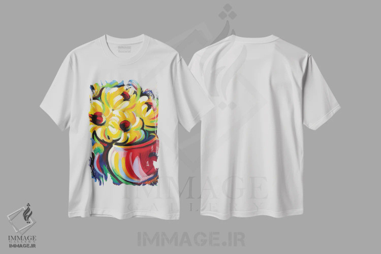 تیشرت سفید طرح دار زرد در قرمز، دکور معاصر اثر نوویک | immage.ir