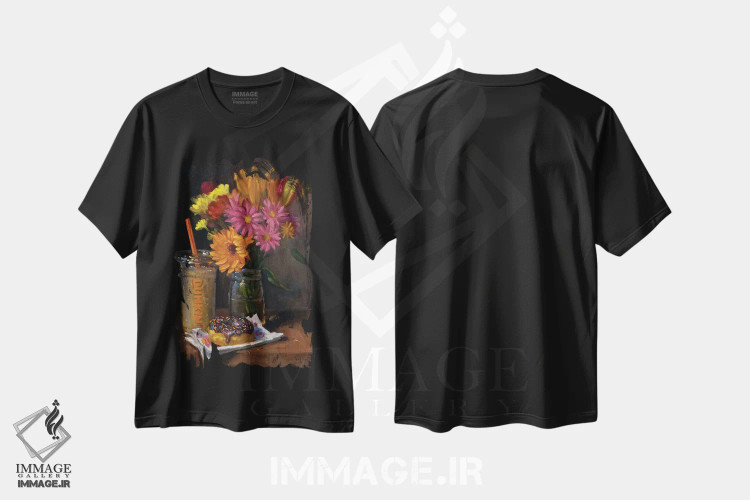 تیشرت مشکی طرح دار دانکین ران، دکور معاصر اثر نوا وریر | فروشگاه ایماژ