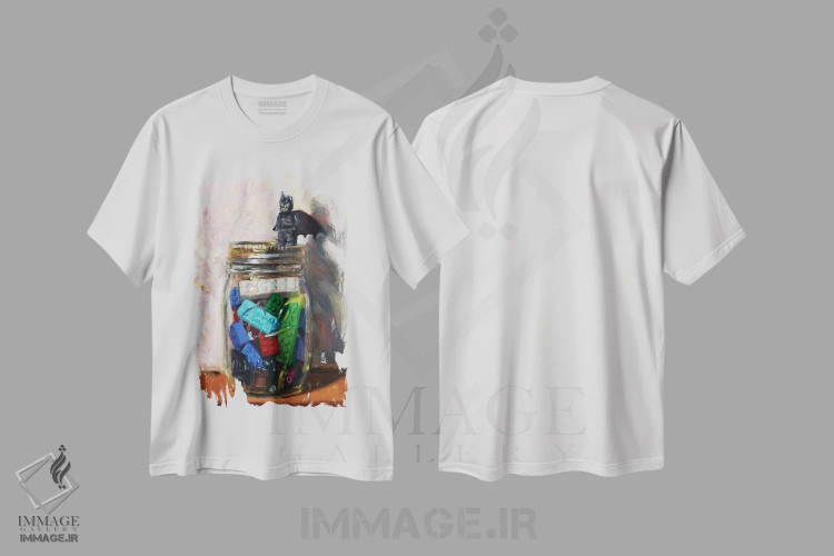 تیشرت سفید طرح دار شیشه لگوها، دکور معاصر اثر نوا وریر | فروشگاه ایماژ