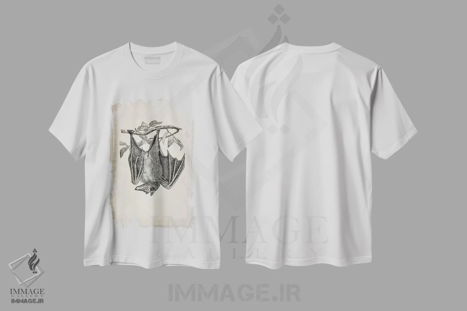تیشرت سفید طرح دار خفاش ها ۴، دکوراسیون جایگزین اثر ناتاشا وسکوت | فروشگاه ایماژ