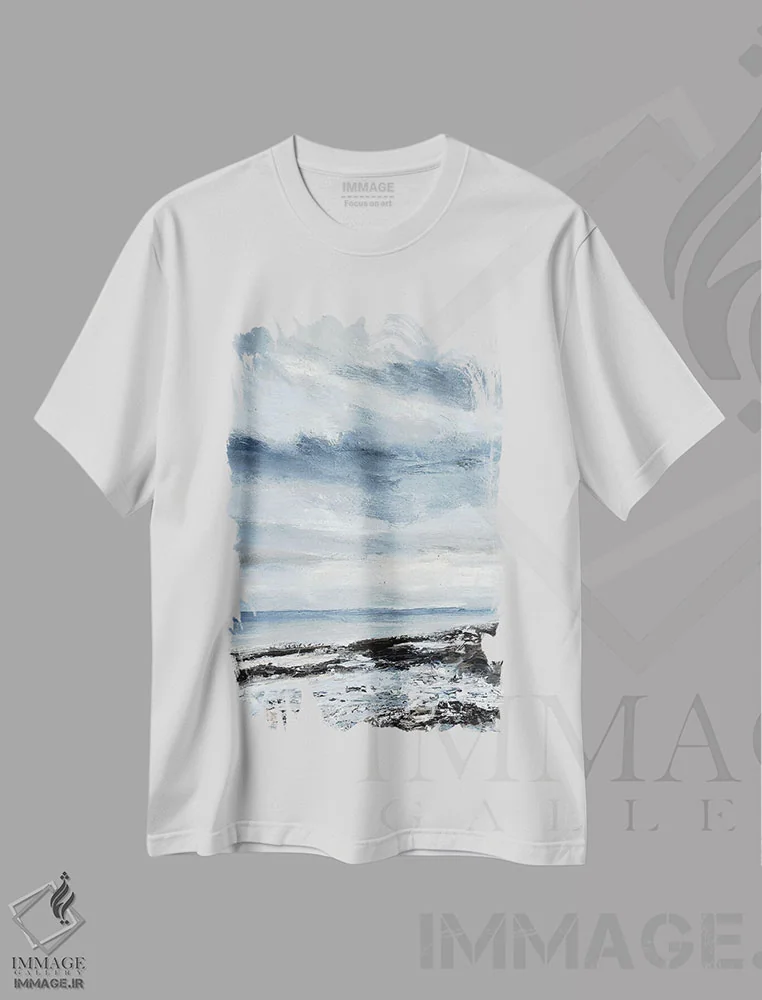 تیشرت سفید طرح دار ابرهای پاییزی، آبستره اثر نیکی ویلر | immage.ir