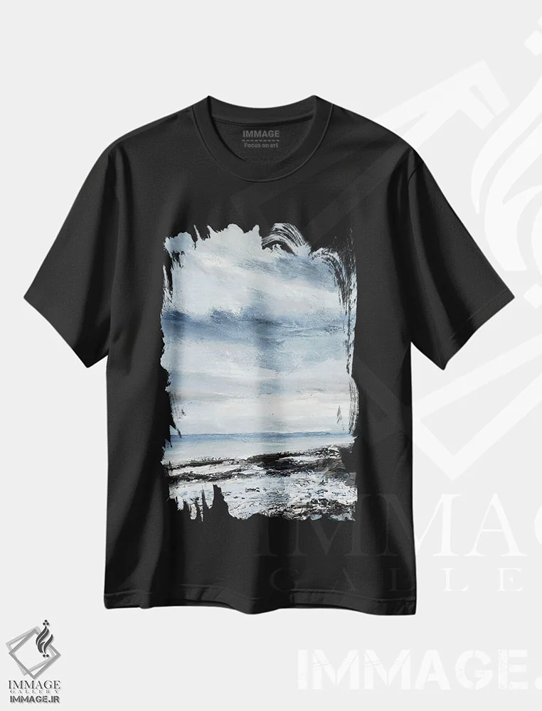 تیشرت مشکی طرح دار ابرهای پاییزی، آبستره اثر نیکی ویلر | فروشگاه ایماژ