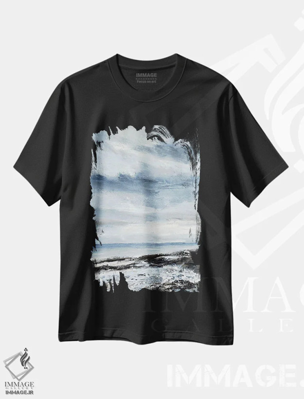 تیشرت مشکی طرح دار ابرهای پاییزی، آبستره اثر نیکی ویلر | فروشگاه ایماژ