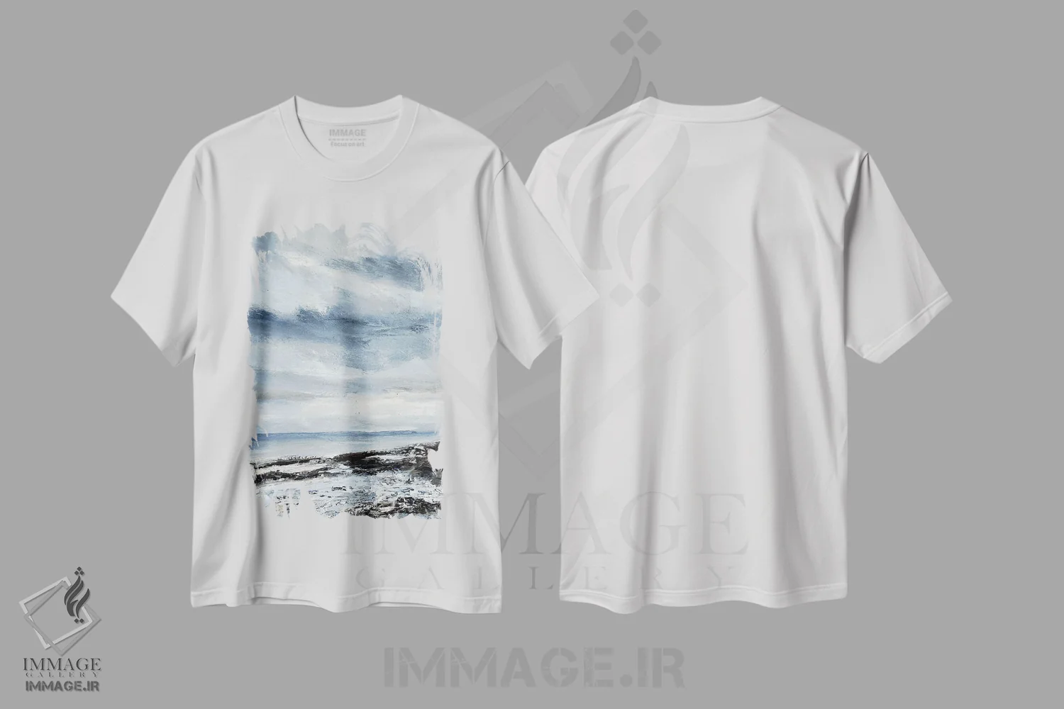 تیشرت سفید طرح دار ابرهای پاییزی، آبستره اثر نیکی ویلر | immage.ir