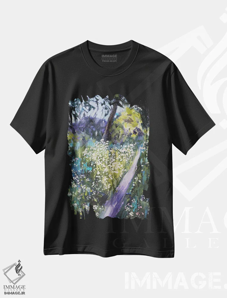 تیشرت مشکی طرح دار مسیر بهاری، دکور معاصر اثر نیکی ویلر | immage.ir
