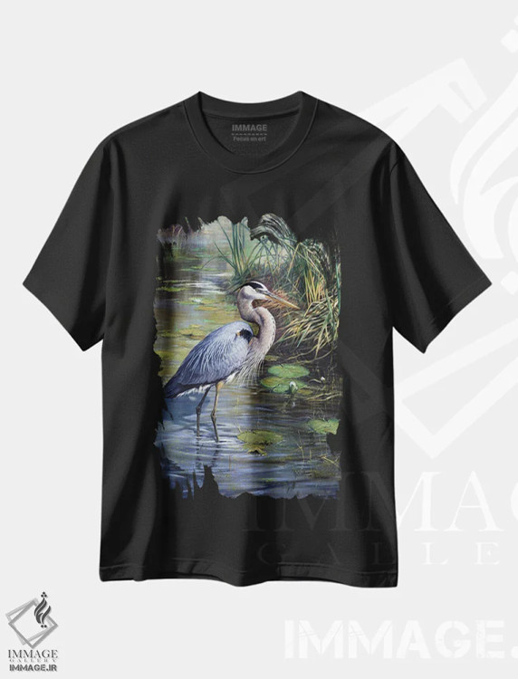 تیشرت مشکی طرح دار ماهیگیر تنها، هنر فاخر معاصر اثر جان سیری-لستر | فروشگاه ایماژ