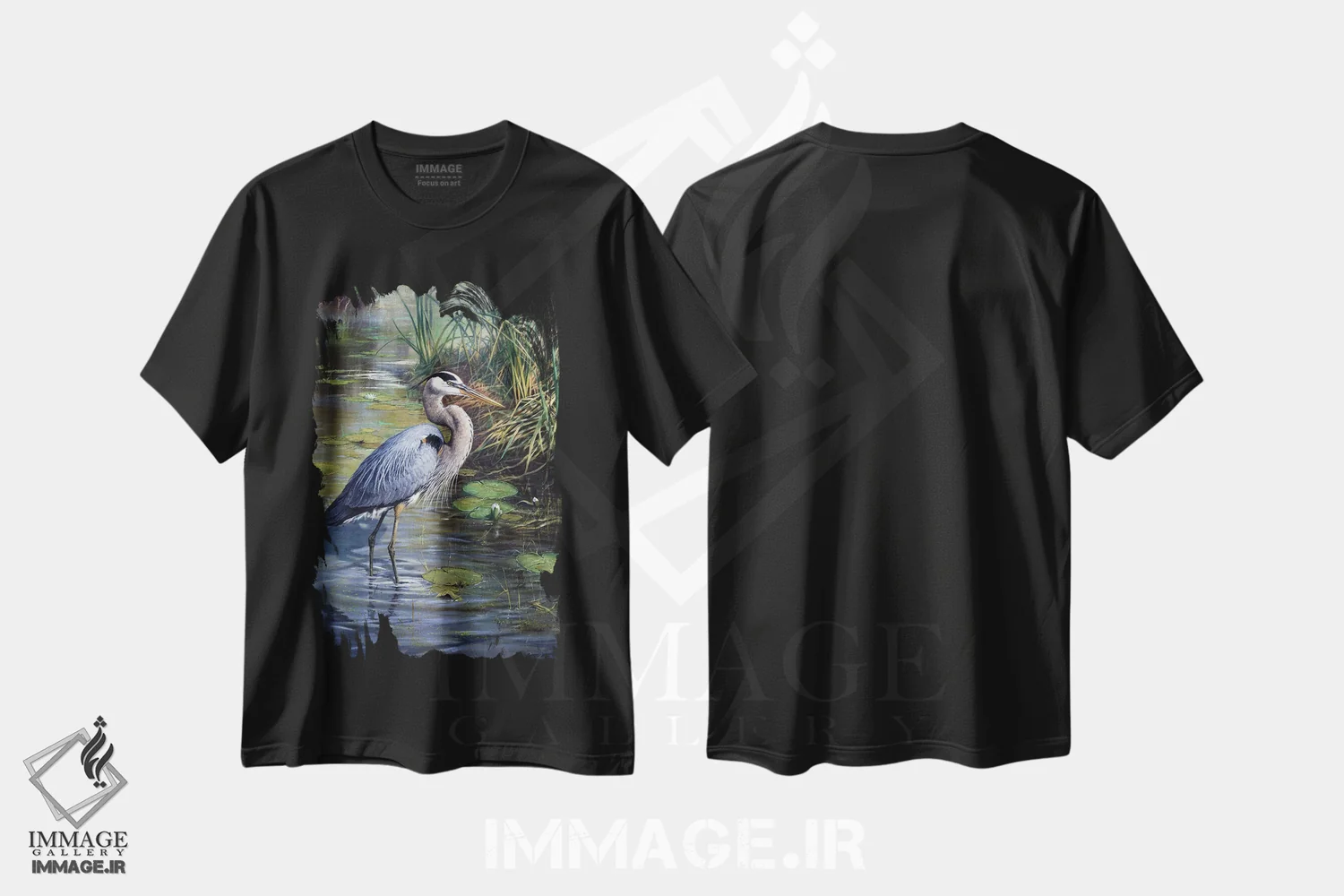 تیشرت مشکی طرح دار ماهیگیر تنها، هنر فاخر معاصر اثر جان سیری-لستر | فروشگاه ایماژ