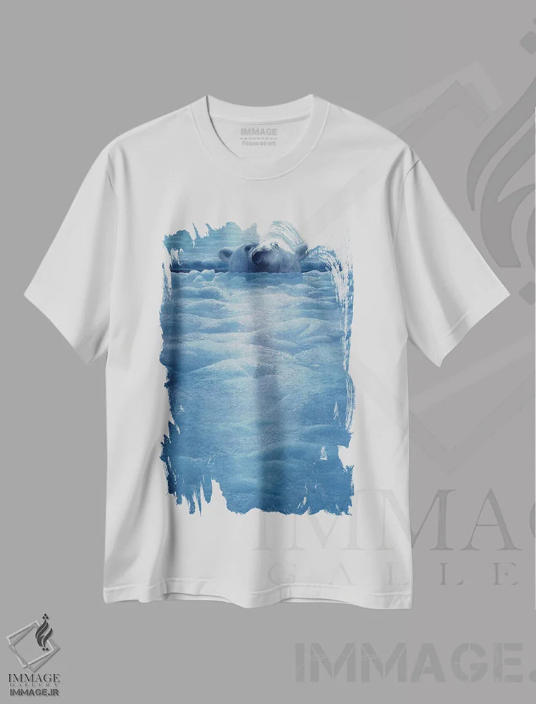 تیشرت سفید طرح دار دیده بان قطبی، هنر فاخر معاصر اثر جان سیری-لستر | immage.ir