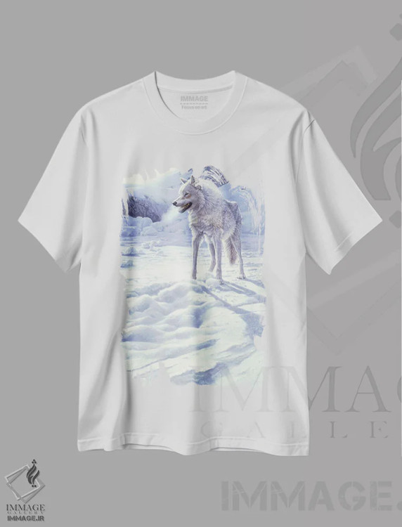 تیشرت سفید طرح دار روح شمال، هنر فاخر معاصر اثر جان سیری-لستر | فروشگاه ایماژ