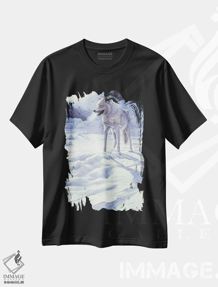 تیشرت مشکی طرح دار روح شمال، هنر فاخر معاصر اثر جان سیری-لستر | immage.ir