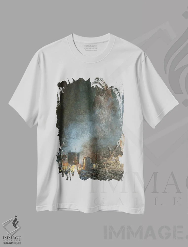 تیشرت سفید طرح دار خرس شامگاهی، هنر فاخر معاصر اثر جان سیری-لستر | immage.ir