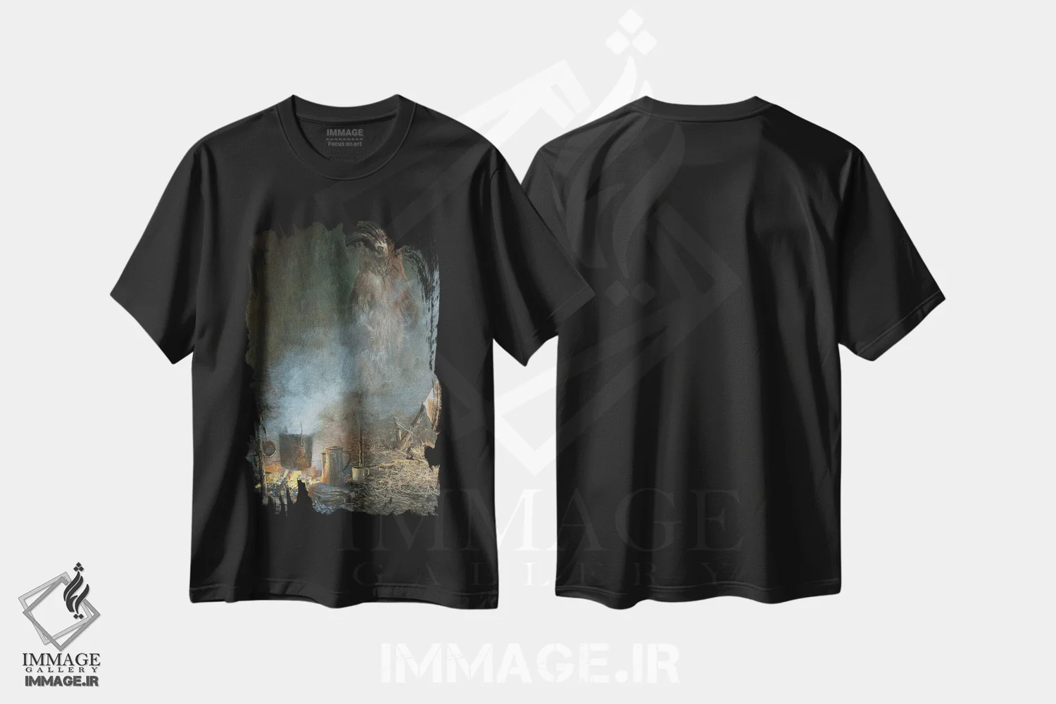تیشرت مشکی طرح دار خرس شامگاهی، هنر فاخر معاصر اثر جان سیری-لستر | فروشگاه ایماژ