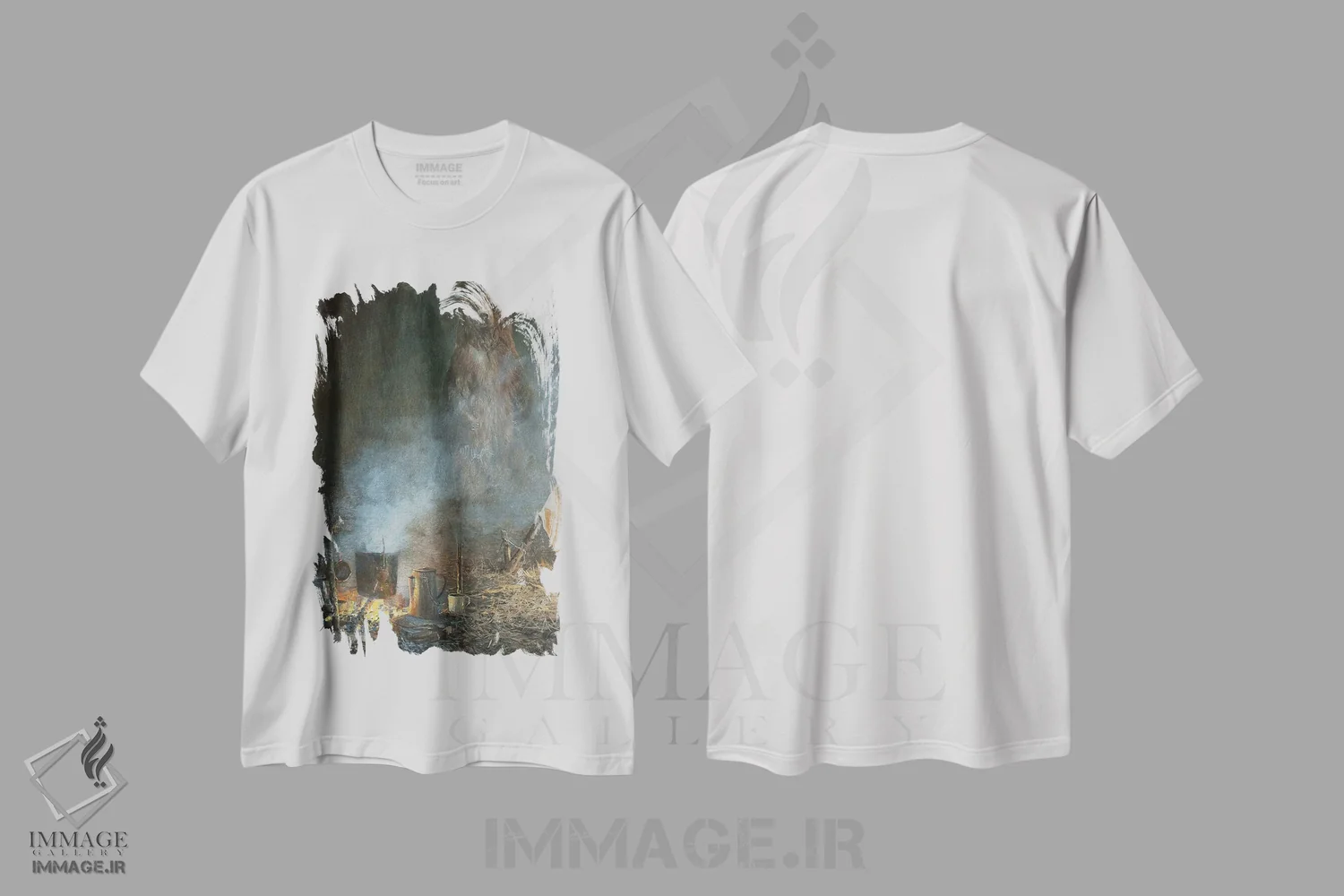 تیشرت سفید طرح دار خرس شامگاهی، هنر فاخر معاصر اثر جان سیری-لستر | immage.ir