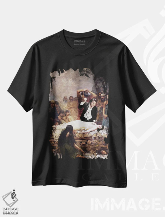 تیشرت مشکی طرح دار تزریق آدرنالین، تزئینی اثر نورو بی | فروشگاه ایماژ