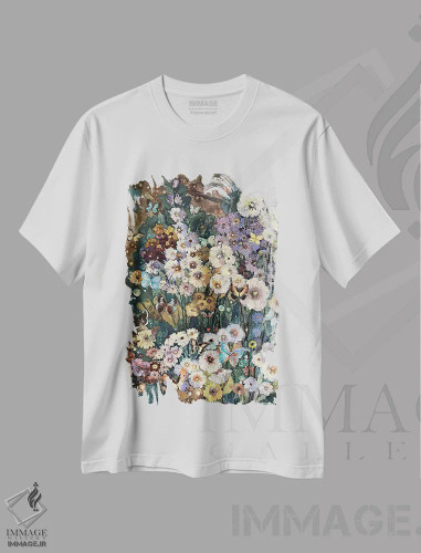 تیشرت سفید طرح دار در پرپر زدن پروانه ها، مدیوم اثر نادژدا استوپینا | فروشگاه ایماژ