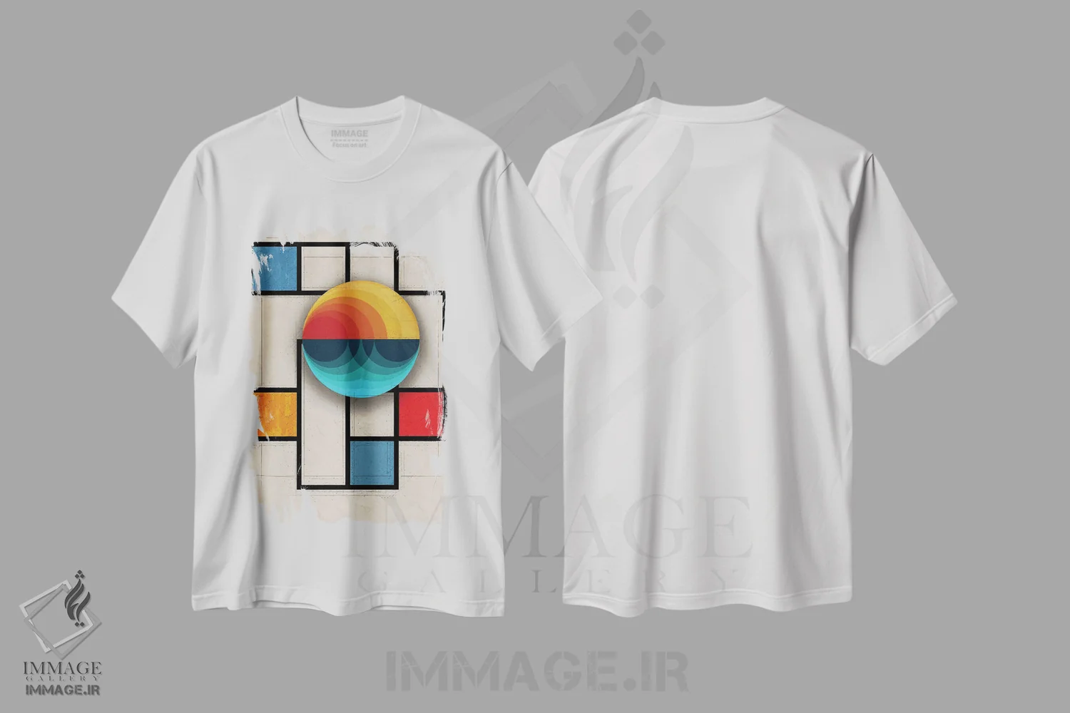 تیشرت سفید طرح دار گوی باوهاوس، آبستره اثر بنی آرت | immage.ir