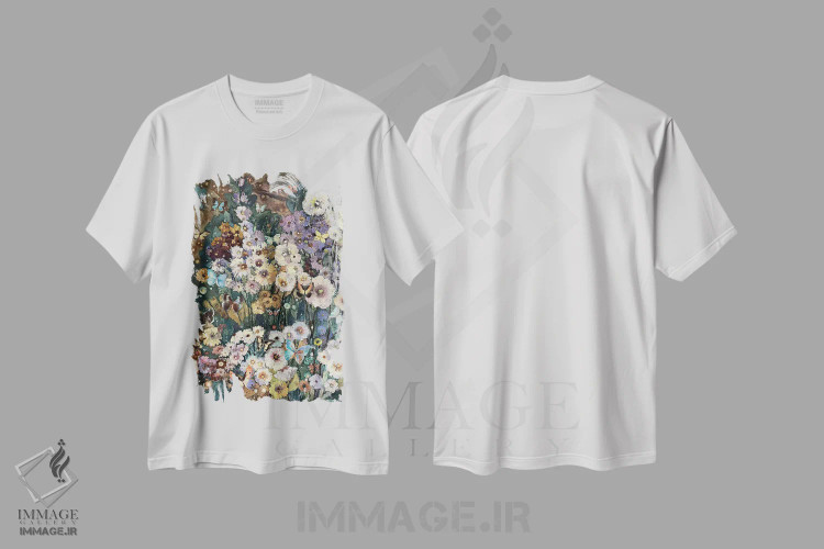 تیشرت سفید طرح دار در پرپر زدن پروانه ها، مدیوم اثر نادژدا استوپینا | فروشگاه ایماژ