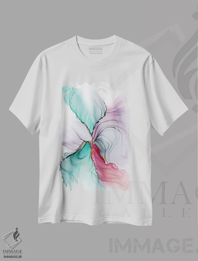 تیشرت سفید طرح دار پرده ۱ اثر استودیو هنری مونه و مانه | immage.ir
