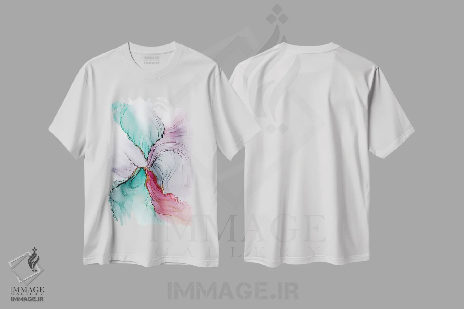 تیشرت سفید طرح دار پرده ۱ اثر استودیو هنری مونه و مانه | immage.ir