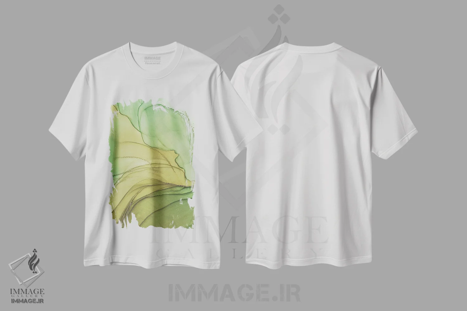 تیشرت سفید طرح دار زیتون VII اثر استودیو هنری مونه و مانه | immage.ir
