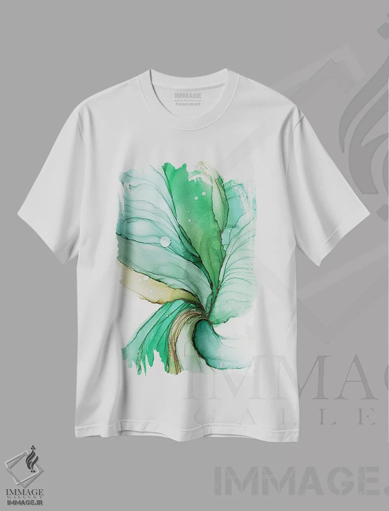 تیشرت سفید طرح دار الهام نو I اثر استودیو هنری مونه و مانه | فروشگاه ایماژ