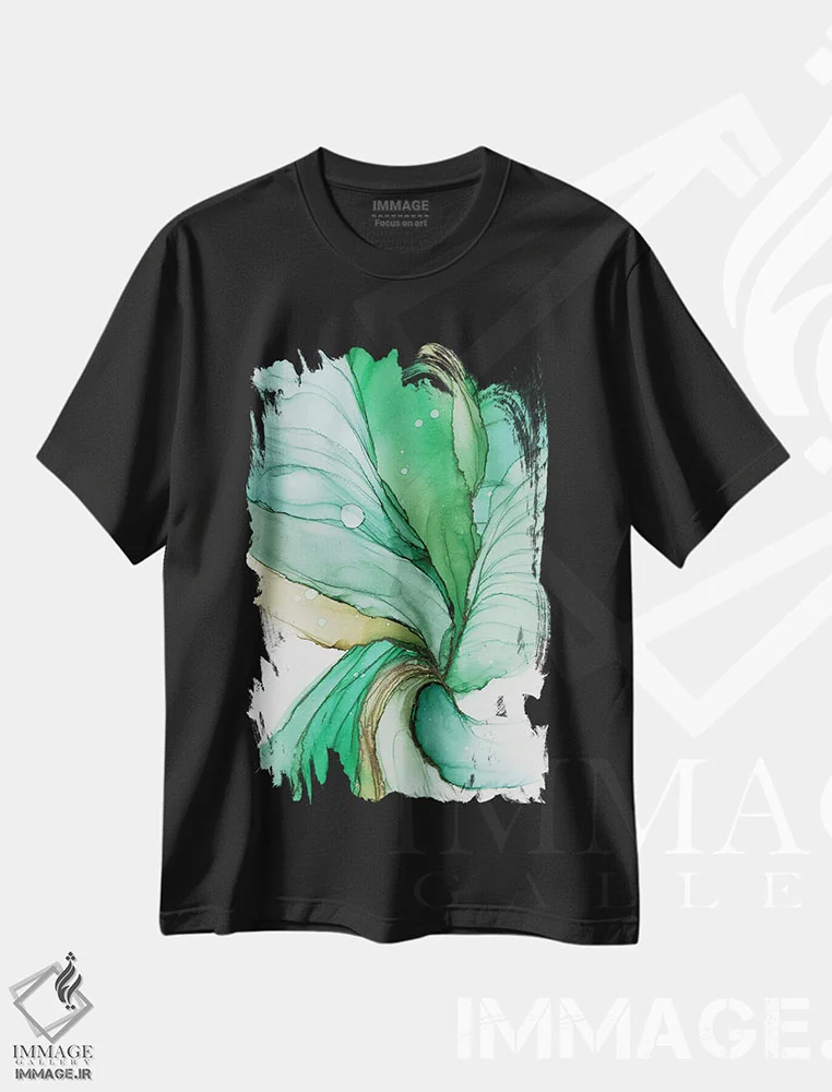 تیشرت مشکی طرح دار الهام نو I اثر استودیو هنری مونه و مانه | immage.ir