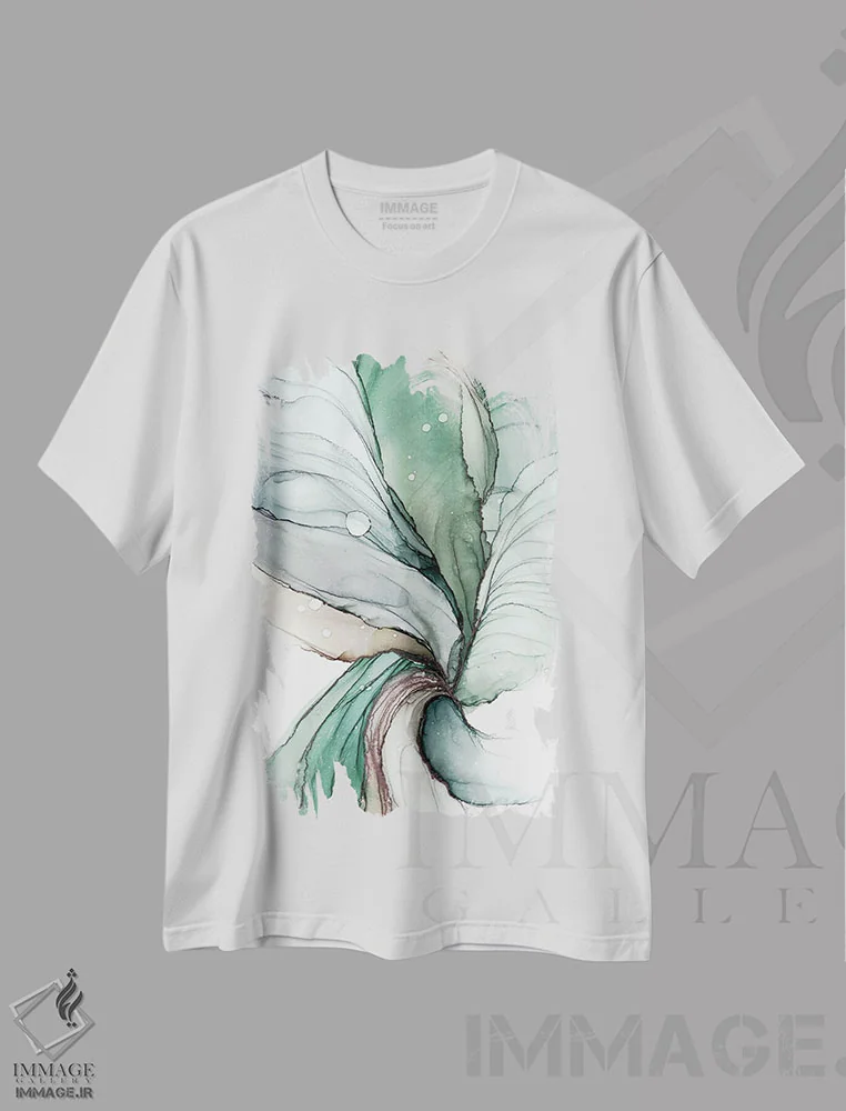 تیشرت سفید طرح دار الهام نو V اثر استودیو هنری مونه و مانه | فروشگاه ایماژ
