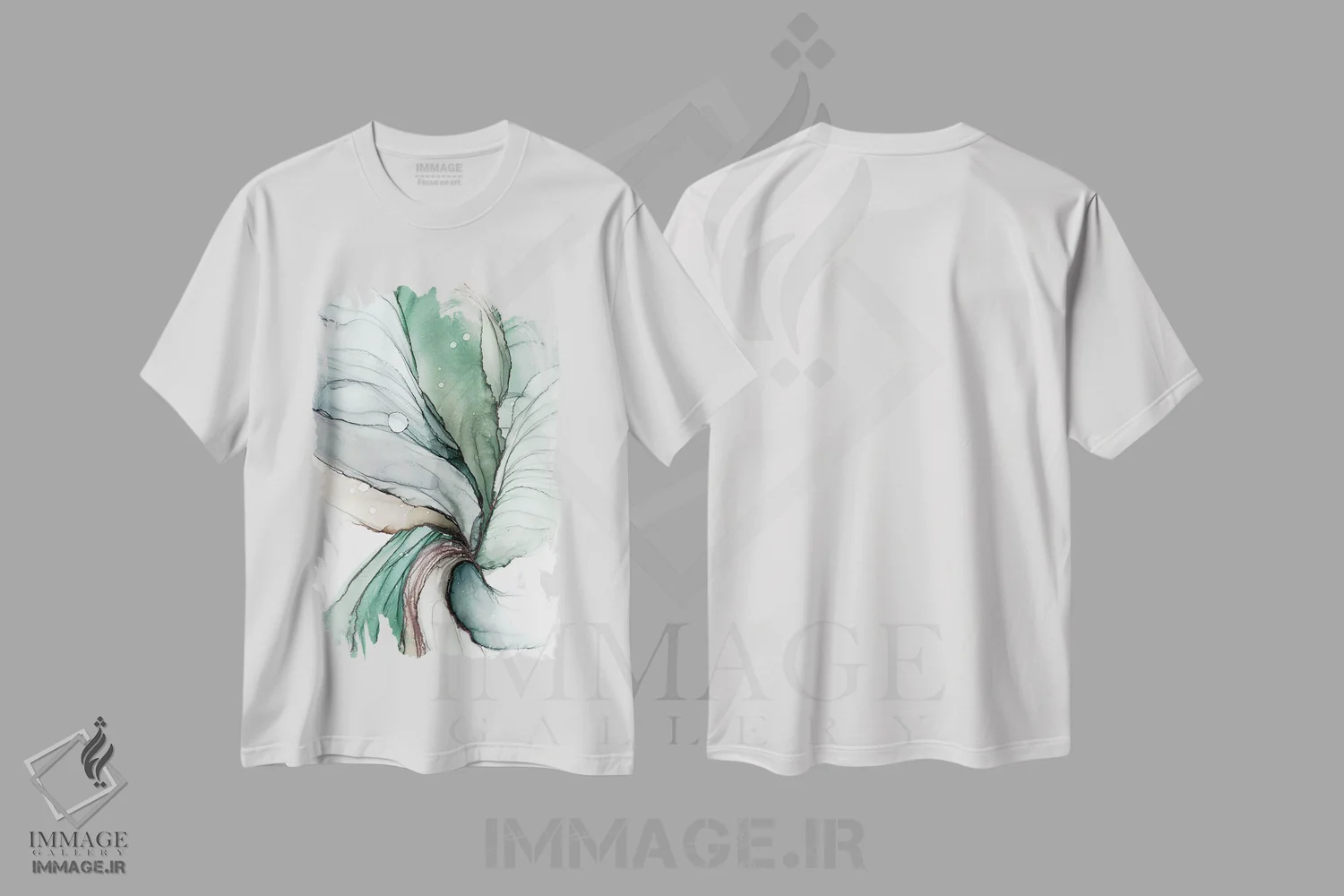 تیشرت سفید طرح دار الهام نو V اثر استودیو هنری مونه و مانه | فروشگاه ایماژ