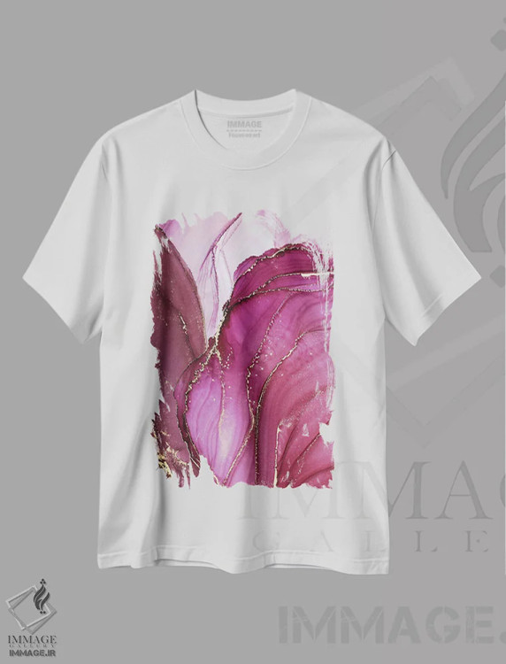 تیشرت سفید طرح دار گل صورتی اثر استودیو هنری مونه و مانه | immage.ir