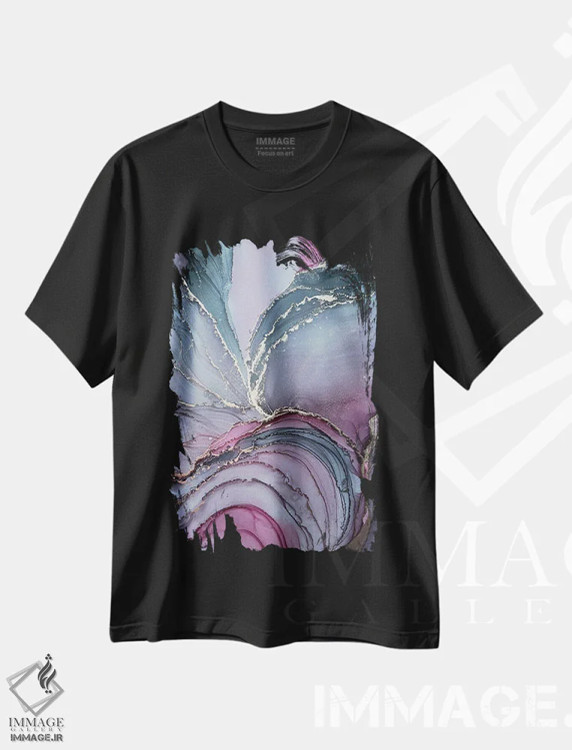 تیشرت مشکی طرح دار ولنتاین من، آبستره اثر استودیو هنری مونه و مانه | immage.ir