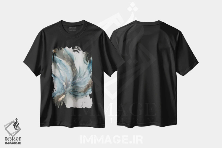 تیشرت مشکی طرح دار گل زمستانی اثر استودیو هنری مونه و مانه | فروشگاه ایماژ