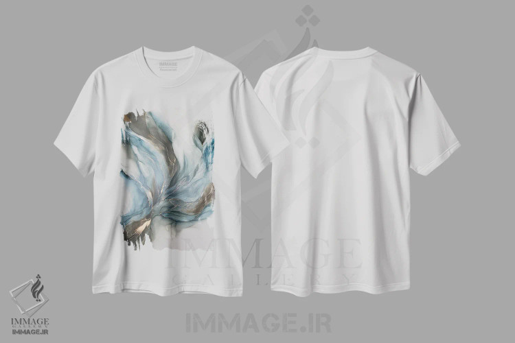 تیشرت سفید طرح دار گل زمستانی اثر استودیو هنری مونه و مانه | immage.ir